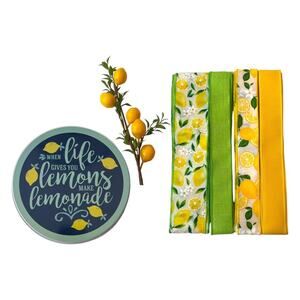 Lemon Wreath Kit - "When Life Gives You Lemons" Metal Sign, Ribbon, & Lemon Pick